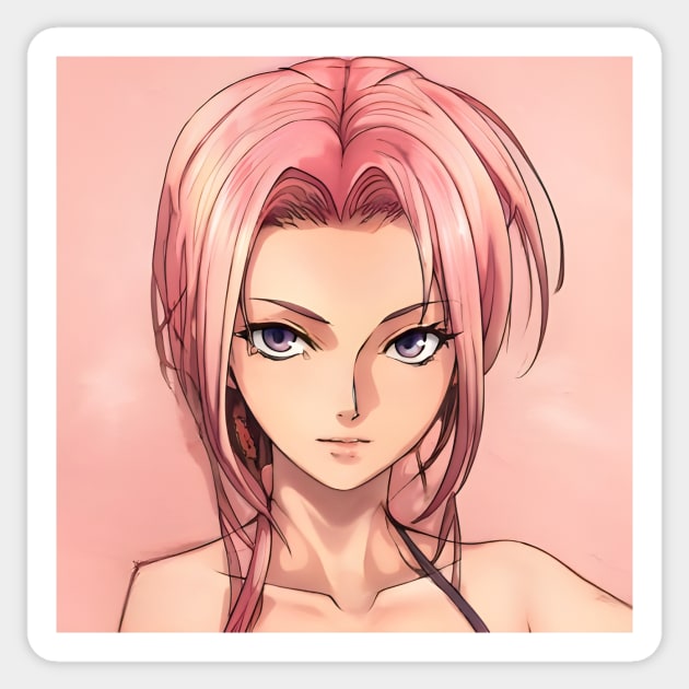 Sexy Pink Hair Anime Girl Sticker by animegirlnft